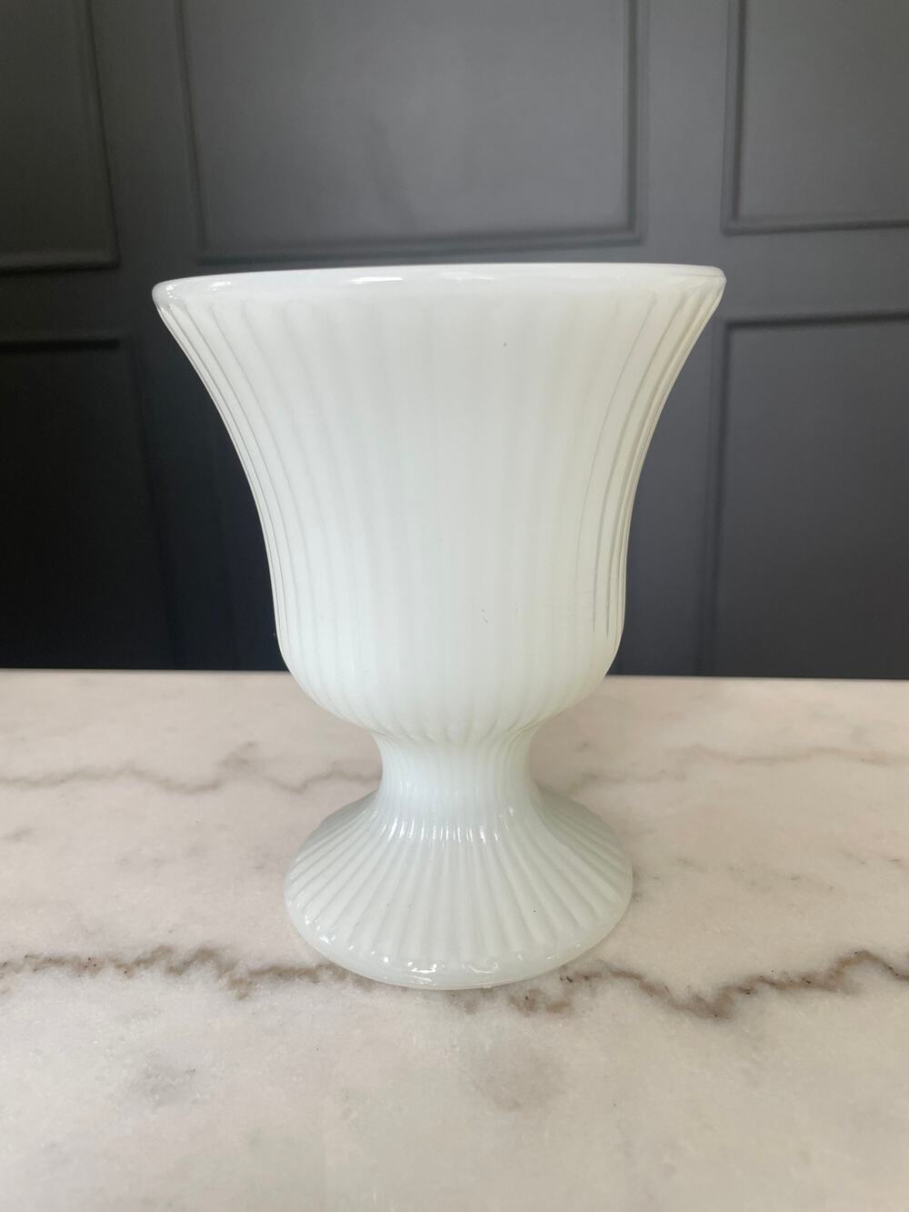 E.O. Brody Milk Glass Pedestal Vase #0288